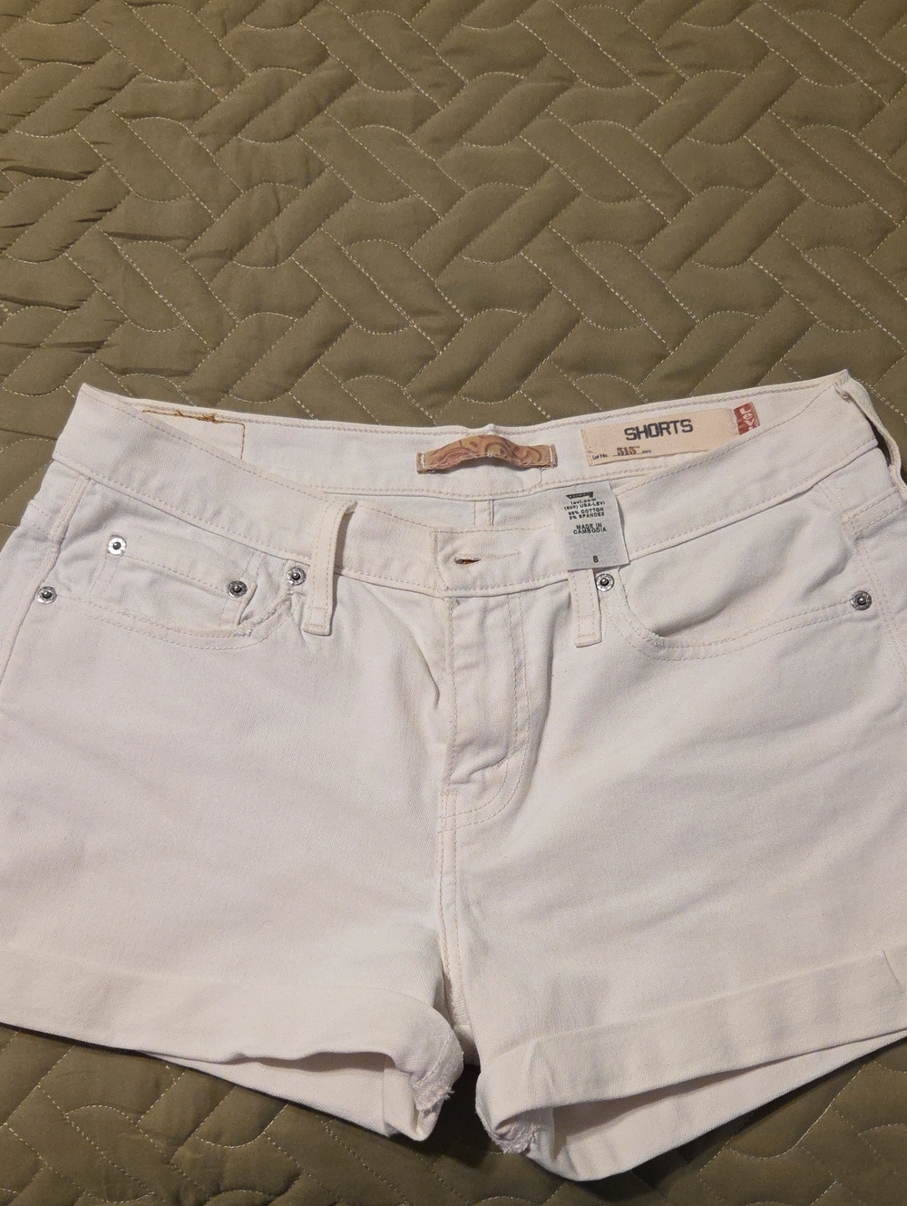Levi's White Denim Cuffed Shorts